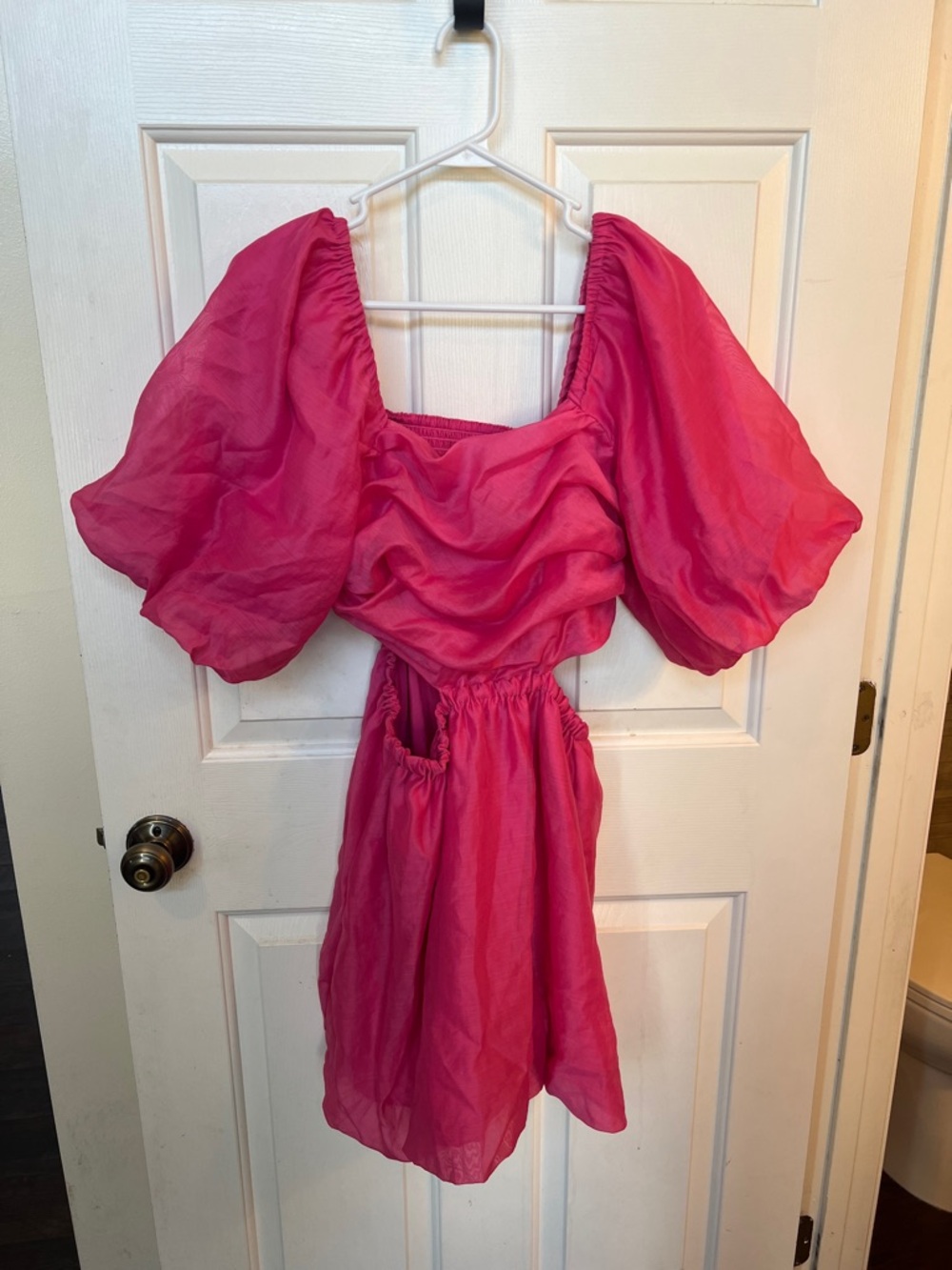 a new day Hot Pink Puff Sleeve Mini Dress